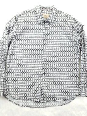 Vintage Italia c. 1958 Shirt Men 2XL Black White Geometric Long Sleeve Button-Up